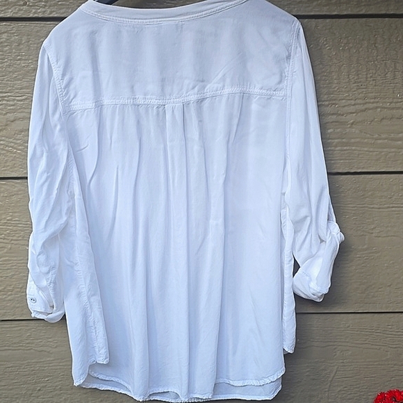 Torrid Harper 3/4 Sleeve Pullover Blouse White Challis Blouse 3x - Picture 8 of 10